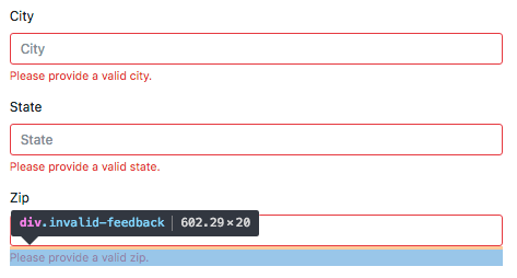 bootstrap .invalid-feedback